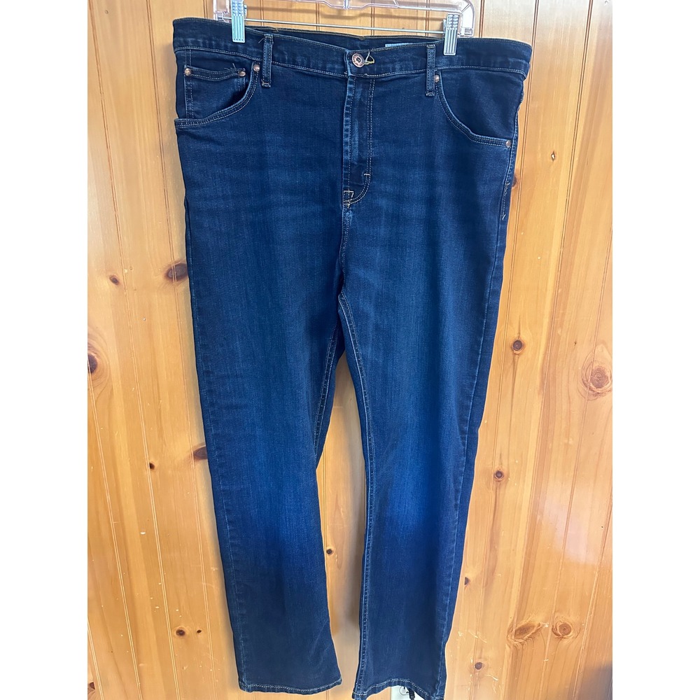 Wrangler Mens Slim Straight Jeans Dark Wash Indigo Stretch Denim 38x32 Workwear